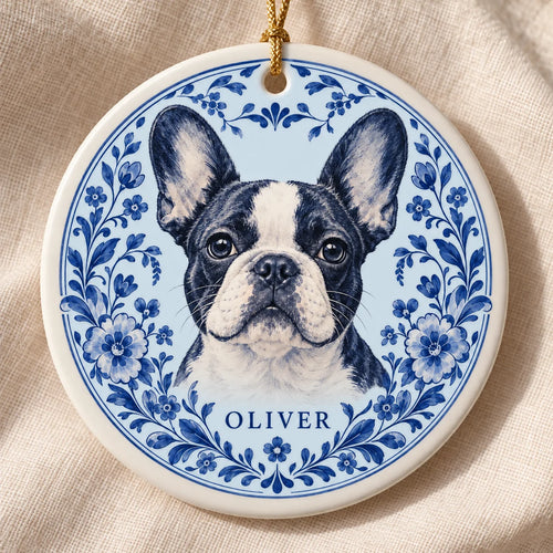 Blue & Bloom Personalized Pet Ornament — illustrative Powder Blue colorway